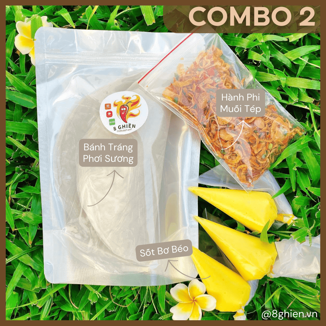 Bánh Tráng Phơi Sương Tây Ninh, Hành Phi Muối Tép, 3 Ống Bơ Trứng (Combo 2)