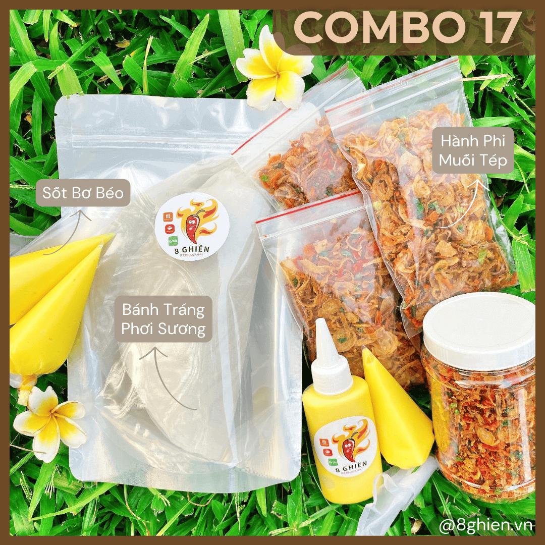 Combo Bánh Tráng Phơi Sương Siêu Topping Bơ Trứng & Muối Tép (Combo 17) - Đặc Sản 8 Ghiền