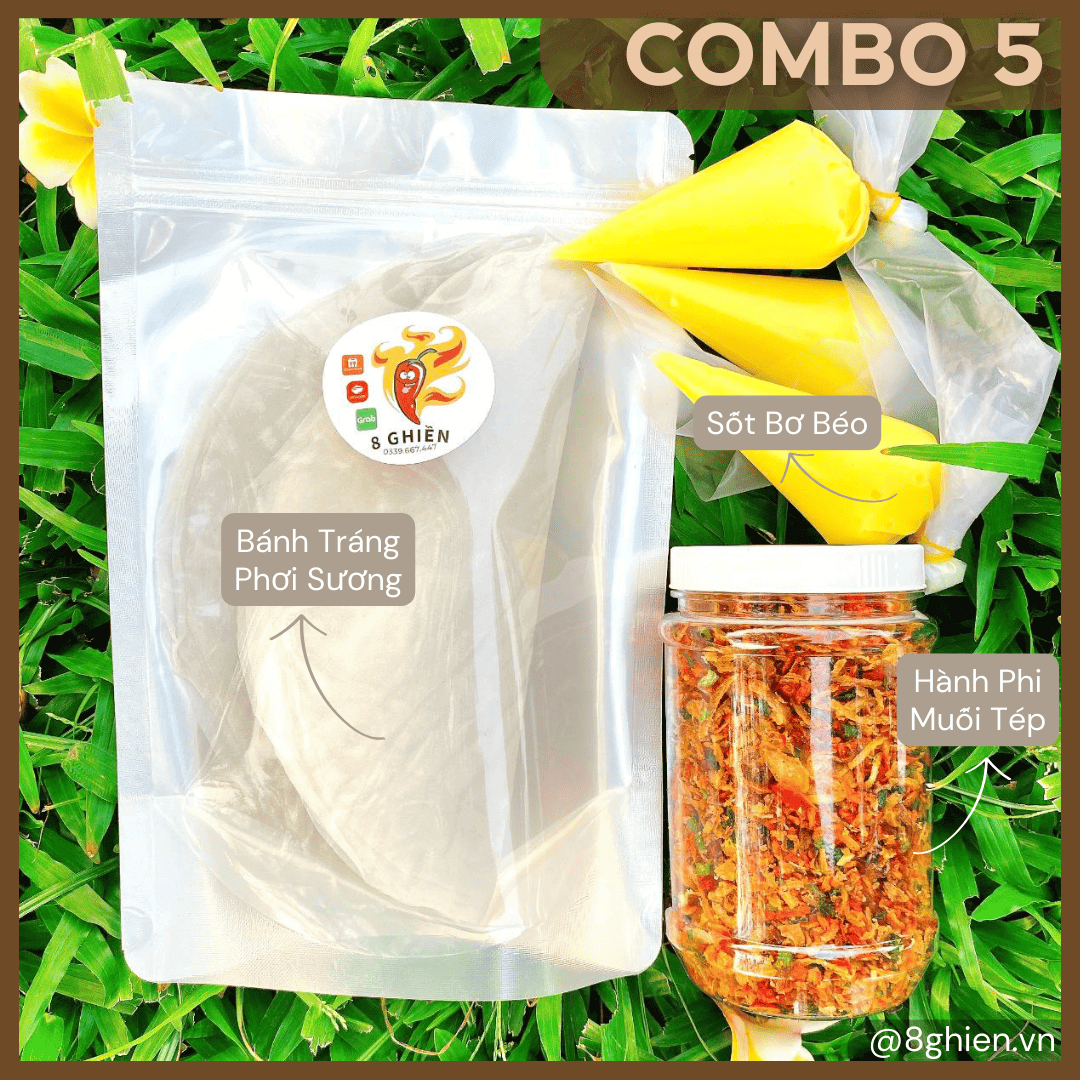 Bánh Tráng Phơi Hành Phi Muối Tép Nhiều, Combo 3 Bơ (Combo 5) - Đặc Sản 8 Ghiền